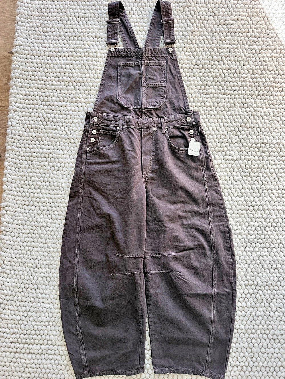 Free People We The Free Good Luck Barrel Overalls Brown MEDIUM.